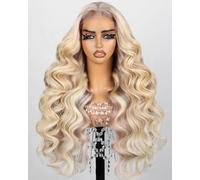 SUPERLOOK Pelucas de cabello humano con encaje frontal 10/613 de 5 x 6 pulgadas, sin pegamento, densidad del 240 %, cierre de reflejos, peluca ondulada precortada, nudos blanqueados (30 pulgadas, 5 x