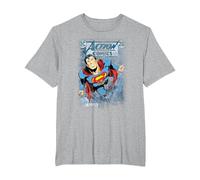 Superman Action #419 Distress Camiseta, Hombre Tallas Grandes, Gris Jaspeado, 2X Alto