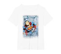 Superman Action #419 Distress Camiseta, Mujer Tallas Grandes, Blanco, 2XL Grande