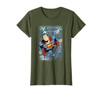 Superman Action #419 Distress Camiseta, Mujer, Verde Oliva, XXL