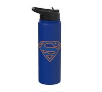 Superman Blue & Orange Shield Grey Stainless Steel Insulated Water Bottle
