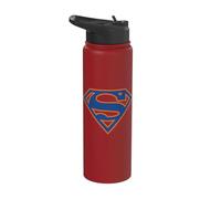 Superman Blue & Orange Shield Grey Stainless Steel Insulated Water Bottle