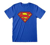 Superman Camiseta de Manga Corta Logo Azul Unisex