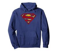 Superman Crackle S Shield Sudadera con Capucha, Unisex para Adultos, Azul Marino, XXL
