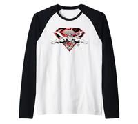 Superman Flying Broken Shield Camiseta Manga Raglan