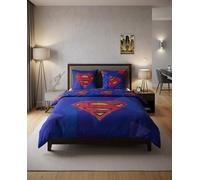 Aymax - Juego de cama doble Superman - Reversible 240x220 cm, 2 fundas 65x65 cm, azul, polialgodón