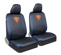 Superman - Fundas de asiento de coche para asientos delanteros con almohadillas de cinturón de seguridad a juego, con licencia oficial de Warner Brothers Superhero Auto Accessories Bundle, hechas para coche, camión, furgoneta y SUV