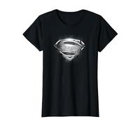 Superman Man of Steel Contrast Symbol Camiseta, Mujer, Negro, 3XL