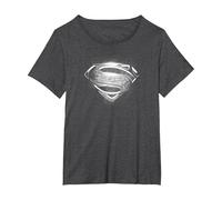 Superman Man of Steel Contrast Symbol Camiseta, Mujer Tallas Grandes, Jaspeado Oscuro, 2XL Grande