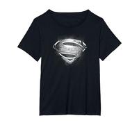 Superman Man of Steel Contrast Symbol Camiseta, Mujer Tallas Grandes, Negro, 3XL Grande