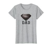 Superman Man of Steel Dad of Steel Gray Camiseta, Mujer, Gris Jaspeado, L
