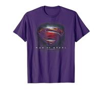 Superman Man of Steel Movie Shield Camiseta, Hombre, Morado, S