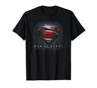 Superman Man of Steel Movie Shield Camiseta, Hombre, Negro, M