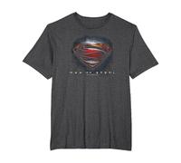 Superman Man of Steel Movie Shield Camiseta, Hombre Tallas Grandes, Jaspeado Oscuro, 4X Alto