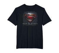 Superman Man of Steel Movie Shield Camiseta, Hombre Tallas Grandes, Negro, 3X Alto