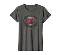 Superman Man of Steel Movie Shield Camiseta, Mujer, Asfalto, M