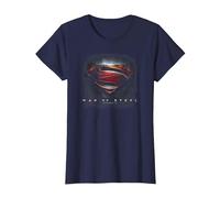 Superman Man of Steel Movie Shield Camiseta, Mujer, Azul Marino, L