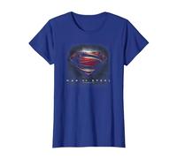 Superman Man of Steel Movie Shield Camiseta, Mujer, Azul Real, M