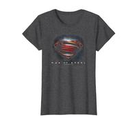 Superman Man of Steel Movie Shield Camiseta, Mujer, Jaspeado Oscuro, S