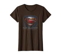 Superman Man of Steel Movie Shield Camiseta, Mujer, Marrón, XL