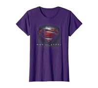 Superman Man of Steel Movie Shield Camiseta, Mujer, Morado, M