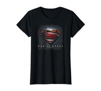 Superman Man of Steel Movie Shield Camiseta, Mujer, Negro, S