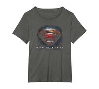 Superman Man of Steel Movie Shield Camiseta, Mujer Tallas Grandes, Asfalto, 4XL Grande