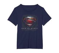 Superman Man of Steel Movie Shield Camiseta, Mujer Tallas Grandes, Azul Marino, 3XL Grande