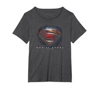 Superman Man of Steel Movie Shield Camiseta, Mujer Tallas Grandes, Jaspeado Oscuro, 3XL Grande
