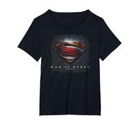 Superman Man of Steel Movie Shield Camiseta, Mujer Tallas Grandes, Negro, 4XL Grande