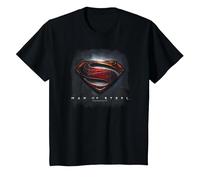 Superman Man of Steel Movie Shield Camiseta, Niños, Negro, 6 años