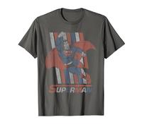 Superman Retro Stripes Camiseta, Hombre, Asfalto, 3XL