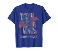 Superman Retro Stripes Camiseta, Hombre, Azul Real, 3XL