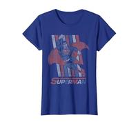 Superman Retro Stripes Camiseta, Mujer, Azul Real, L