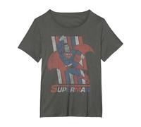 Superman Retro Stripes Camiseta, Mujer Tallas Grandes, Asfalto, 6XL Grande
