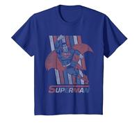 Superman Retro Stripes Camiseta, Niños, Azul Real, 6 años