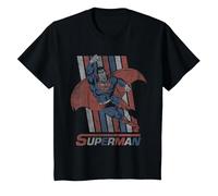 Superman Retro Stripes Camiseta, Niños, Negro, 6 años
