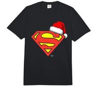 Superman S-Shield Chirstmas Santa Hat Comfort Colors Adult Heavyweight T-Shirt