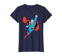 Superman Volando al Rescate Camiseta, Mujer, Azul Marino, XS