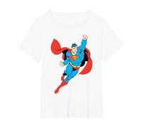 Superman Volando al Rescate Camiseta, Mujer Tallas Grandes, Blanco, 1XL Grande