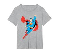 Superman Volando al Rescate Camiseta, Mujer Tallas Grandes, Gris Jaspeado, 1XL Grande