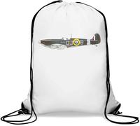 Supermarine Spitfire Legendary Plane Art - Saco de gimnasio informal con cordón, color blanco, White, Talla única
