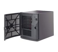 Supermicro CSE-721TQ-350B Torre Mini-ITX Chasis de Servidor 1U Negro con Fuente 350W ATX 80 Plus Bronze, 4 Bahías 3.5", 2 Bahías 2.5", Hot-swap, 1 Ventilador 120mm