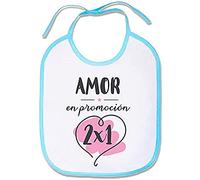 Supermolon 00563 - "Amor En 2X1" Babero Bebe con Cordones, Azul Celeste, unisex