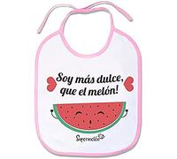 Supermolon 02949 - "Soy Más Dulce Que el Melón" Babero Bebe con Cordones, Rosa Pastel, unisex