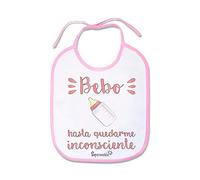 SUPERMOLON Babero Bebe Bebo hasta quedarme inconsciente Rosa pastel con cordones