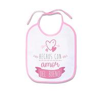 SUPERMOLON Babero Bebé Hechos con amor del bueno Rosa pastel con cordones