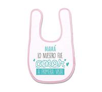 SUPERMOLON Babero Bebe Mamá, lo nuestro fue amor a primera vista Rosa pastel con velcro
