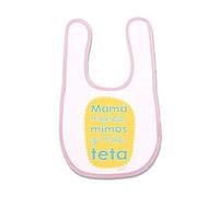 SUPERMOLON Babero bebé Mamá menos mimos y más teta Rosa pastel con Autocierre