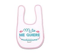 SUPERMOLON Babero Bebe Mi tío me quiere muchísimo Rosa pastel con Autocierre